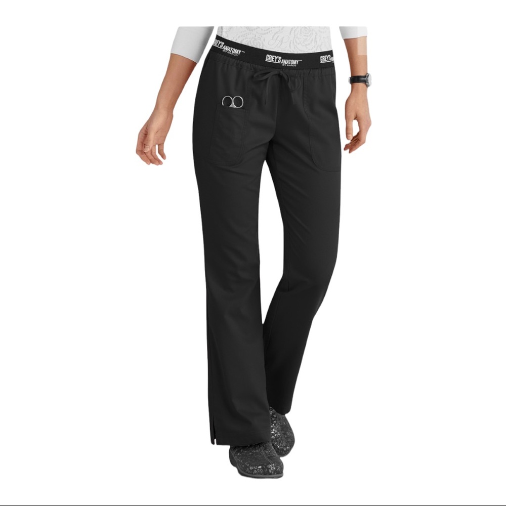 Grey’s Anatomy By Barco Black Active Logo Waist Drawstring Scrub Pants
